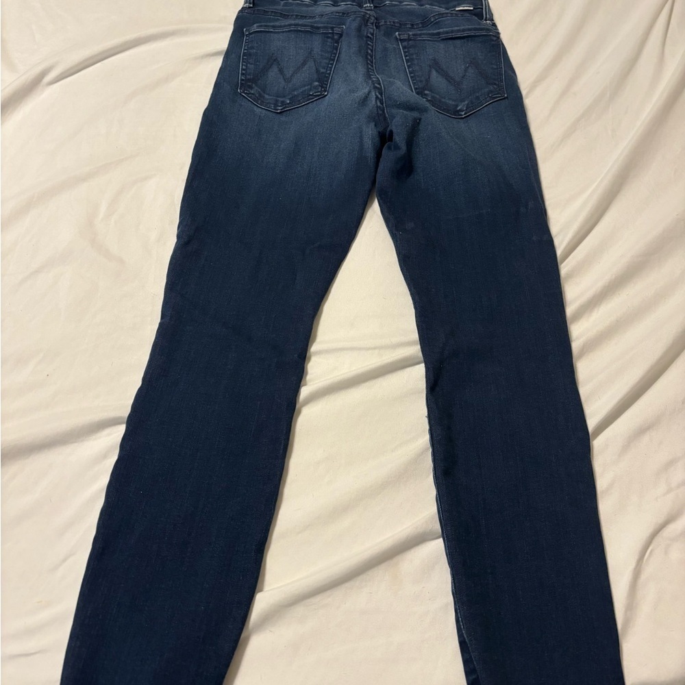 Mother, high waisted, looker ankle fray, Dark Blue Women's Jeans size 27 - Picture 8 of 11
